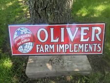 LARGE VINTAGE OLIVER TRACTOR FARM PORCELAIN SIGN 35