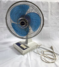  Vintage SAMSUNG Electric 3 Speed Tabletop Oscillating Fan SF-1200A BLUE Blades picture