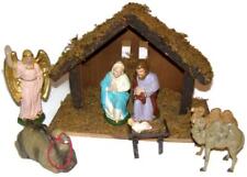 Antique Pre WWII Papier Mache Christmas Nativity Germany w Creche & Putz Animals picture