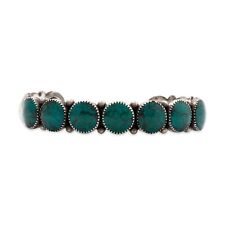 NATIVE FRED HARVEY ERA STERLING SYNTHETIC TURQUOISE RAIN DROPS CUFF BRACELET 7