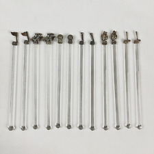Vintage Set of 12 Glass Pewter Golf Theme Swizzle Sticks Cocktail Mixers Barware picture