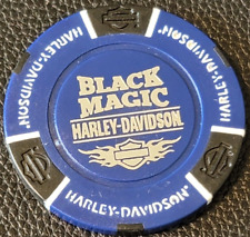 BLACK MAGIC HD ~ NORTH DAKOTA (Blue/Black) ~Harley Davidson Poker Chip (CLOSED) picture