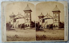 1880s Rochester NY Entrance Gate Driving Park & Fairgrounds 4 x 7 Stereoview picture