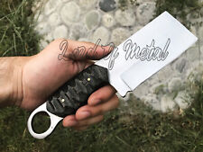 LOM Beautiful Handmade D-2 Tool Steel Black Micarta Cleaver Knife With Pouch picture