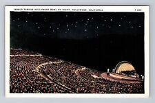 Hollywood CA-California, Hollywood Bowl by Night, Antique Vintage Postcard picture