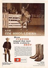 Justin Boots Print Ad Endorsed By Jim Shoulders 5-time World Champion All-Around picture