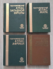 1983 Geographical Atlas World Africa Europe Australia Antarctica Russian 4 books picture