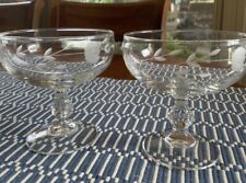 Vintage Champagne Etched Flower Coupe Set picture