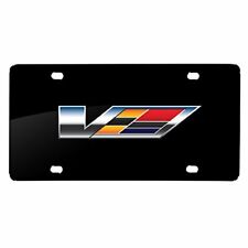 Cadillac V Logo Graphic Black Stainless Steel License Plate for CTS-V ATS-V picture