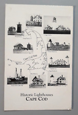 Vtg Advertising Postcard Cape Cod Massachusetts - HISTORIC LIGHTHOUSES CAPE COD picture