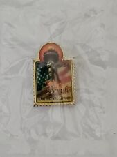 Vintage We The People Liberty Stamp 34C Gold Tone Enamel Lapel Pin NEW picture
