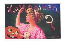 c1908 Int'l Art Halloween Postcard JOL, Apple Peel - Embossed picture