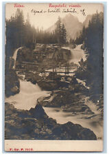 Slovakia Postcard Bridge Scene Tatra Tarpataki Waterfall c1905 RPPC Photo picture