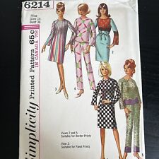 Vintage 1960s Simplicity 6214 Mod Dress or Top + Pants Sewing Pattern 16 UNCUT picture