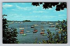 Camden ME- Maine, Sailboats In Outer Harbor, Antique, Vintage Souvenir Postcard picture