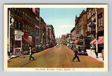 Kitchener Canada, King Street, Shops, Billiards Drugs Groceries Vintage Postcard picture