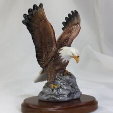 Eagle Bird Figurine, Miniature Porcelain Vintage & Wood Base ❤️ picture