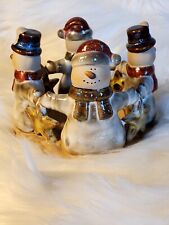 Kirklands Potters Garden Snowman Holiday Edition Candle Holder Christmas Winter picture