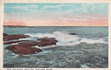 Portland Maine ME Surf and Rocks1924 Postcard C23 picture