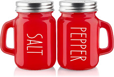 Red Salt and Pepper Shakers Set,  4 Oz Cute Modern Glass Christmas Red Shaker Se picture