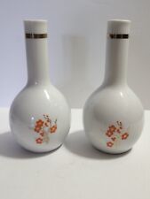 Mikasa Porcelain Bud Vases SET OF 2 Vintage Pretty Floral 5.75 In Vtg Home Decor picture