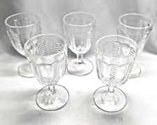 Vintage EAPG Cable Pattern Unknown Maker Flint Glass Water Goblets Lot of 5 picture