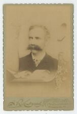 Antique c1880s Cabinet Card Handsome Man With Incredible Mustache Shamokin, PA picture