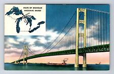 Mackinaw City MI-Michigan, Mackinac Straits Bridge Vintage Postcard picture