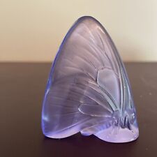 LALIQUE France Art Glass Purple BUTTERFLY FIGURINE 2.25” X 2” picture