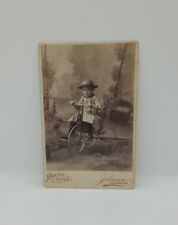 1890s Boy On Tricycle. North Side Studio. Johnson Sullivan,Ind. 5x7 Cab Photo picture