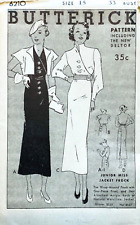 RARE 1930s BUTTERICK 6210 SIZE 15 BUST 33 DRESS JACKET UC/FF picture