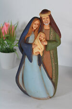 vintage french porcelain faience holy family christmas statue religious  picture