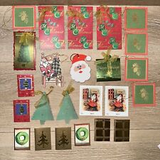 Vintage Christmas Decorative Gift Tags Stickers Present Holiday Mixed Lot Of 24 picture