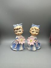 Vintage Holt Howard Flower Girls Shakers Blue And Pink picture