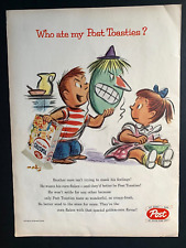 1956 Post Toasties Cereal Print Ad 13in x10in Halloween Mask picture
