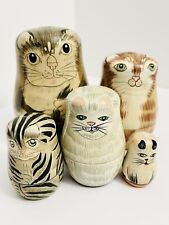 Set Of 5 Nesting Cat Cats Dolls Various Colors picture