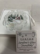 Fenton Vintage iridescent, Ornament hand painted Whiteman snowflake signed picture