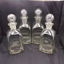 Ivima Portugal Hand Blown Crystal Bar Decanters Set, Bourbon, Scotch, Gin Vodka picture