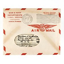 Unopened US Military Air Mail Letter 1940s War & Navy Department Envelope C3394 picture