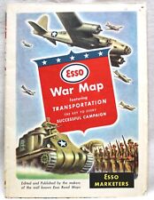 ESSO OIL SERVICE STATION WAR MAP FEATURING TRANSPORTATION WWII 1940s VINTAGE picture