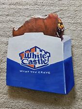 Pop Art Wood Painted White Castle Hamburger  Whie Blue Box What You Crave After picture