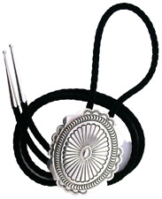 2 1/3 x 2 Inch Navajo Southwest Sterling Silver Bolo Tie And Tip EBS9416/32824 picture