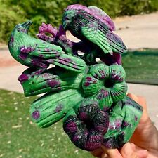 2.92LB Natural green ruby zoisite (anylite) hand carved bird crystal therapy picture