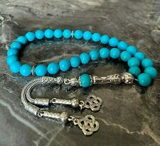 REAL Turquoise Firuza Islamic Prayer 33 beads Tasbih Misbaha, Tasbeeh 10mm BIG picture