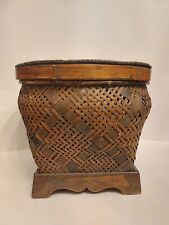 Vintage Chinese Woven Rattan Covered Basket in Excellent Condition picture