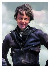 AMELIA EARHART WEARING LEATHER JACKET 5X7 COLORIZED PHOTO picture