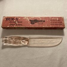 DUR-X Pink Depression Glass Fruit & Cake Knife W/ Box Sharp Edge Engraved picture