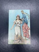 Postcard - Patriotic Statue of Lady Liberty NYC USA American Flag Glitter picture