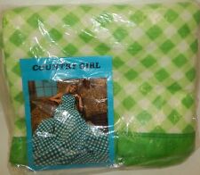 Vtg NOS Lilco Country Girl Green & White Gingham Check Blanket 72x90 USA MIP picture