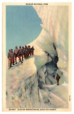 Glacier Bergschrund Near Summit Rainier National Park Posted 1956  Postcard picture